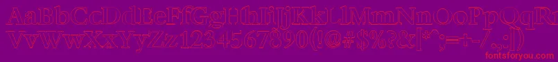 BernsteinoutlineMediumRegular-Schriftart – Rote Schriften auf violettem Hintergrund