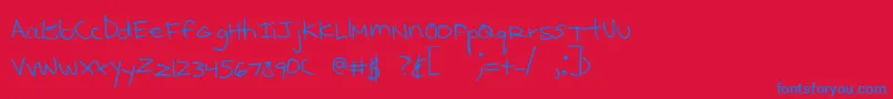 Kcirtap Font – Blue Fonts on Red Background