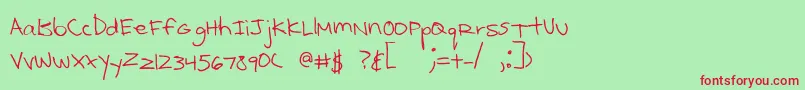 フォントKcirtap – 赤い文字の緑の背景