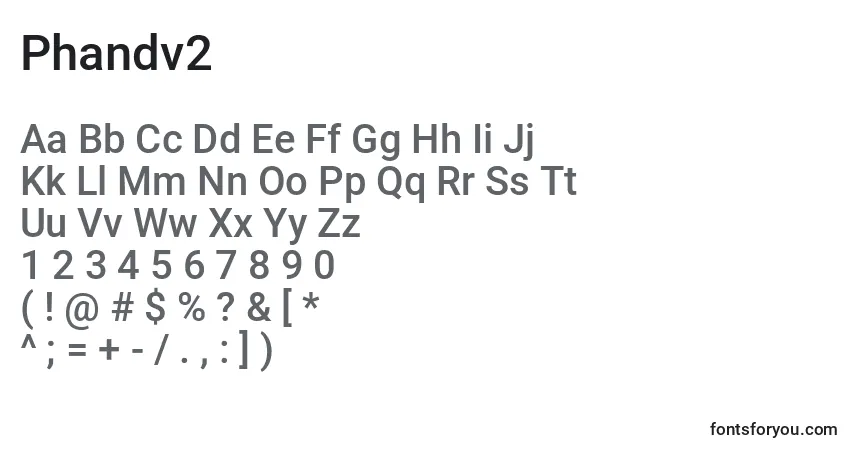 Schriftart Phandv2 – Alphabet, Zahlen, spezielle Symbole
