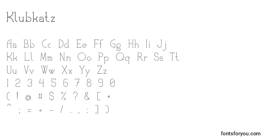 Schriftart Klubkatz – Alphabet, Zahlen, spezielle Symbole