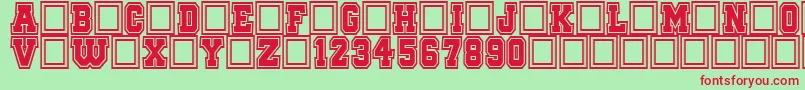 QuaterbackFightCampus Font – Red Fonts on Green Background