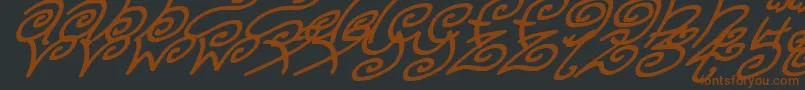 KurlyKyootsItalic-fontti – ruskeat fontit mustalla taustalla