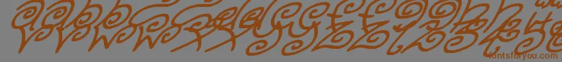 KurlyKyootsItalic-fontti – ruskeat fontit harmaalla taustalla