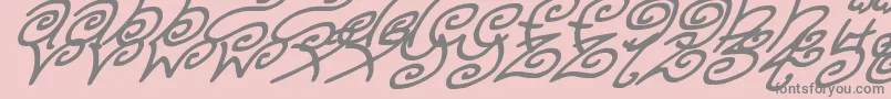 Czcionka KurlyKyootsItalic – szare czcionki na różowym tle