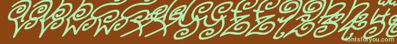 KurlyKyootsItalic Font – Green Fonts on Brown Background