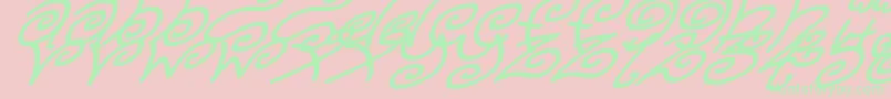 KurlyKyootsItalic-Schriftart – Grüne Schriften auf rosa Hintergrund