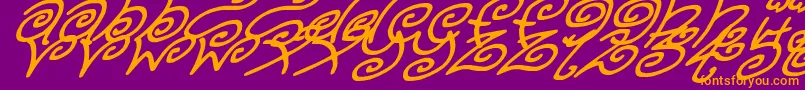 fuente KurlyKyootsItalic – Fuentes Naranjas Sobre Fondo Morado