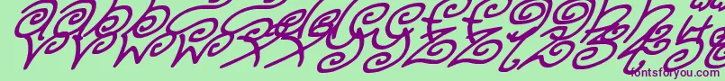 KurlyKyootsItalic Font – Purple Fonts on Green Background