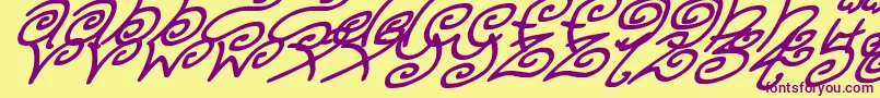 KurlyKyootsItalic Font – Purple Fonts on Yellow Background