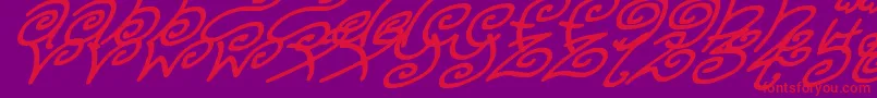 KurlyKyootsItalic Font – Red Fonts on Purple Background