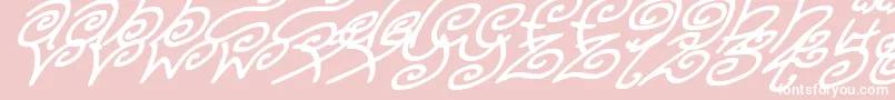 KurlyKyootsItalic-Schriftart – Weiße Schriften auf rosa Hintergrund