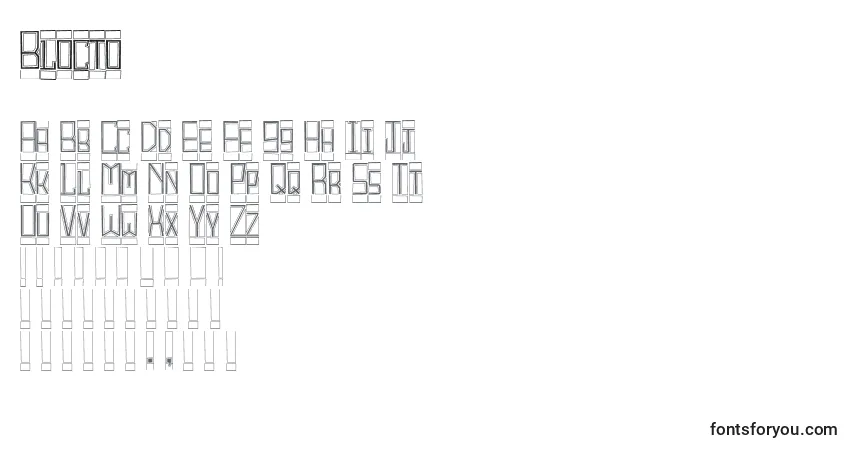 Schriftart Blocto – Alphabet, Zahlen, spezielle Symbole