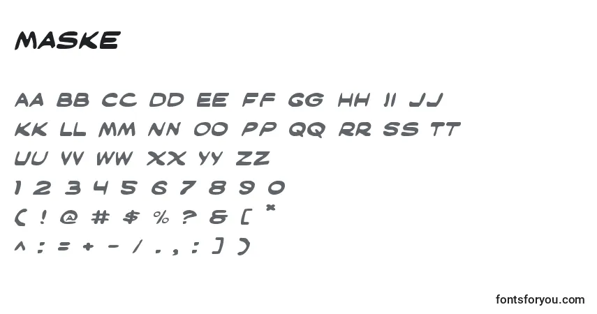 A fonte Maske – alfabeto, números, caracteres especiais