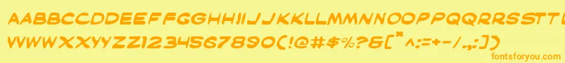 フォントMaske – オレンジの文字が黄色の背景にあります。