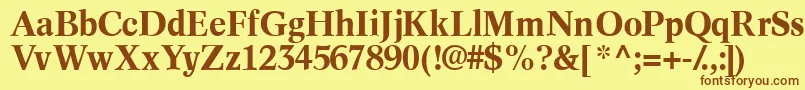 フォントInformaticssskBold – 茶色の文字が黄色の背景にあります。