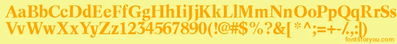 フォントInformaticssskBold – オレンジの文字が黄色の背景にあります。