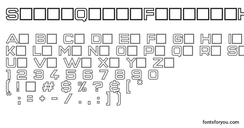 A fonte SuperQuickFormulaHollow – alfabeto, números, caracteres especiais