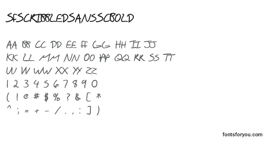 A fonte SfScribbledSansScBold – alfabeto, números, caracteres especiais