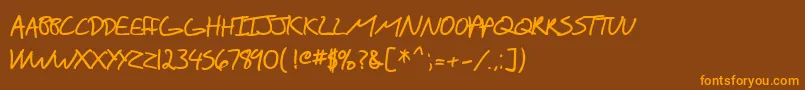 フォントSfScribbledSansScBold – オレンジ色の文字が茶色の背景にあります。