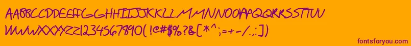 SfScribbledSansScBold-Schriftart – Violette Schriften auf orangefarbenem Hintergrund