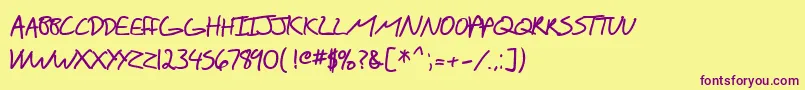 SfScribbledSansScBold Font – Purple Fonts on Yellow Background