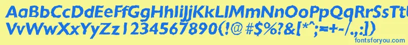 ChantillyrandomBolditalic Font – Blue Fonts on Yellow Background