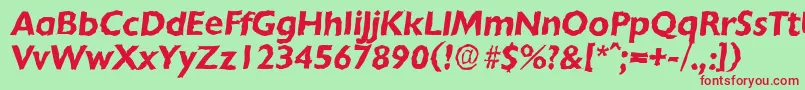 Czcionka ChantillyrandomBolditalic – czerwone czcionki na zielonym tle