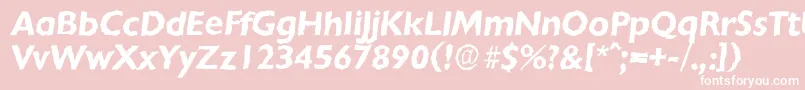 Fonte ChantillyrandomBolditalic – fontes brancas em um fundo rosa