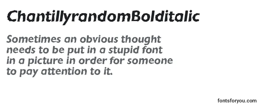 Review of the ChantillyrandomBolditalic Font