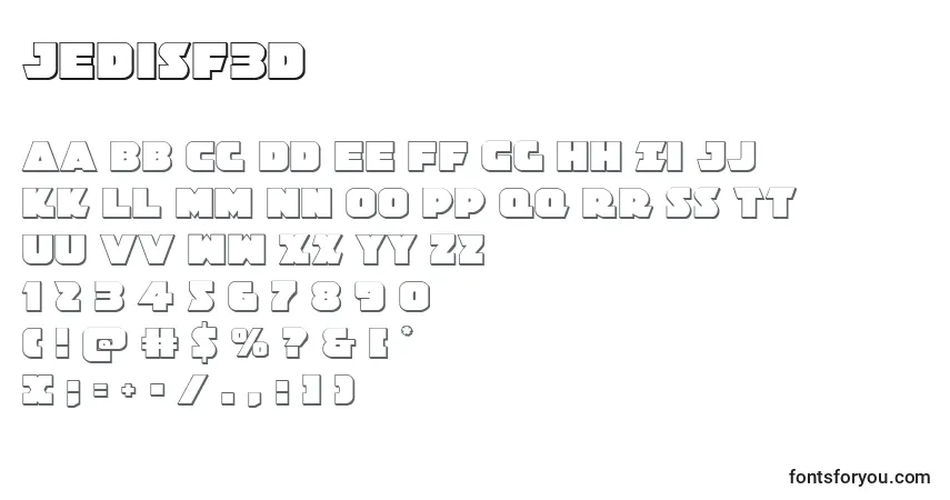 Schriftart Jedisf3D – Alphabet, Zahlen, spezielle Symbole