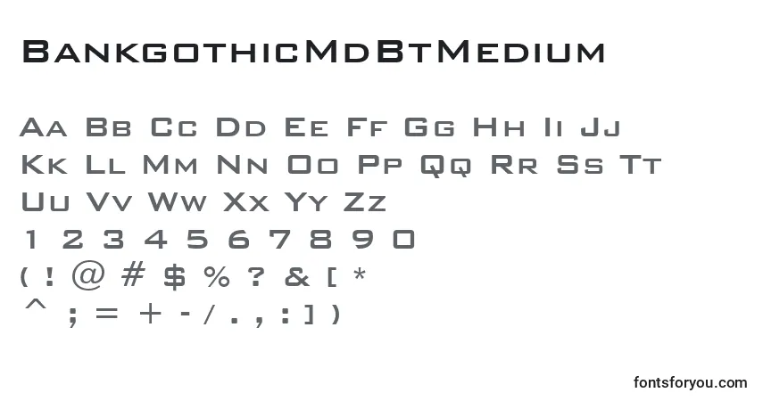 Schriftart BankgothicMdBtMedium – Alphabet, Zahlen, spezielle Symbole
