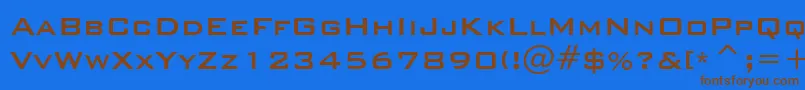 フォントBankgothicMdBtMedium – 茶色の文字が青い背景にあります。