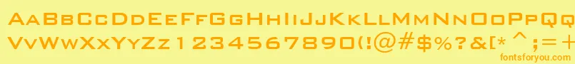 フォントBankgothicMdBtMedium – オレンジの文字が黄色の背景にあります。