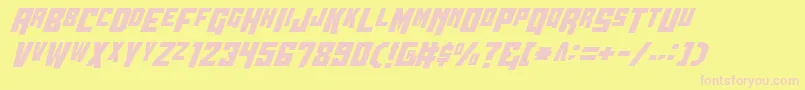 Wbv5cond-fontti – vaaleanpunaiset fontit keltaisella taustalla