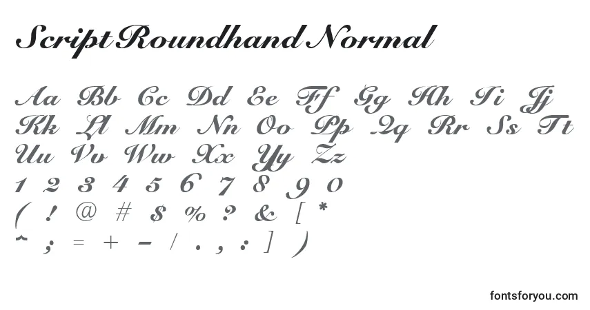 A fonte ScriptRoundhandNormal – alfabeto, números, caracteres especiais
