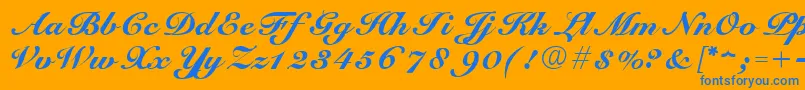 ScriptRoundhandNormal-Schriftart – Blaue Schriften auf orangefarbenem Hintergrund