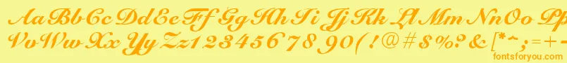 ScriptRoundhandNormal Font – Orange Fonts on Yellow Background