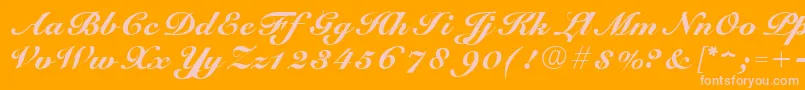 ScriptRoundhandNormal-Schriftart – Rosa Schriften auf orangefarbenem Hintergrund