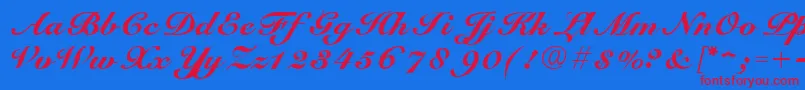 ScriptRoundhandNormal Font – Red Fonts on Blue Background