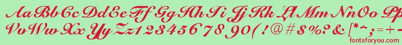 ScriptRoundhandNormal Font – Red Fonts on Green Background