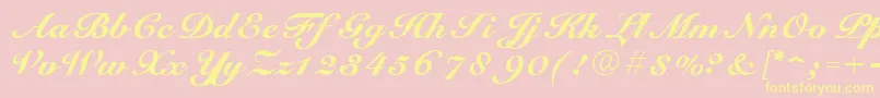 ScriptRoundhandNormal-Schriftart – Gelbe Schriften auf rosa Hintergrund