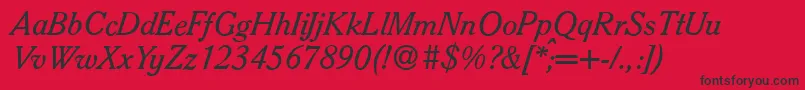 S790RomanItalic Font – Black Fonts on Red Background