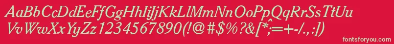 Czcionka S790RomanItalic – zielone czcionki na czerwonym tle