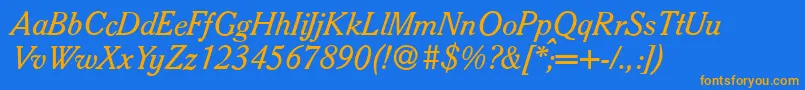 Fonte S790RomanItalic – fontes laranjas em um fundo azul