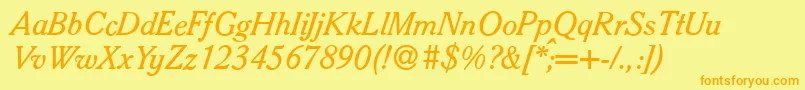S790RomanItalic-Schriftart – Orangefarbene Schriften auf gelbem Hintergrund