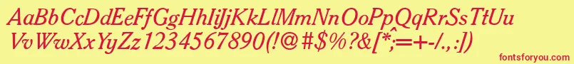 S790RomanItalic-Schriftart – Rote Schriften auf gelbem Hintergrund
