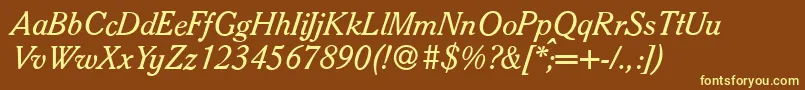 Czcionka S790RomanItalic – żółte czcionki na brązowym tle
