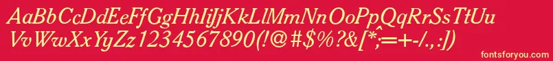 S790RomanItalic Font – Yellow Fonts on Red Background