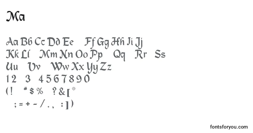 A fonte Machumaine – alfabeto, números, caracteres especiais